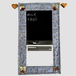 Sunflower Quilted Calendar Message Board Chalkboard Heart Hanger Cottagecore